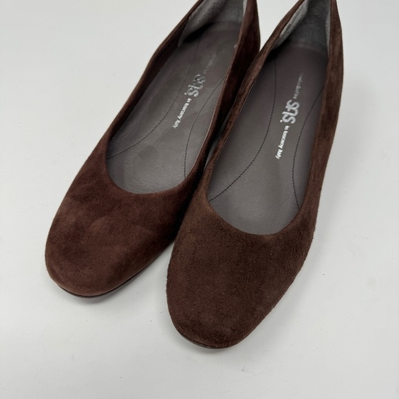 SAS Brown Suede Sophia Wedge Pumps - Picture 2 of 7